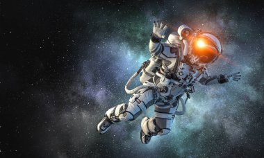 Astronot uzay görevi üzerinde. Karışık teknik