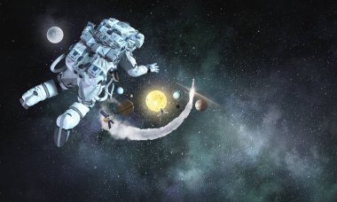 Astronot uzay yerçekiminde yüzer. Nasa tarafından döşenmiş bu görüntü unsurları