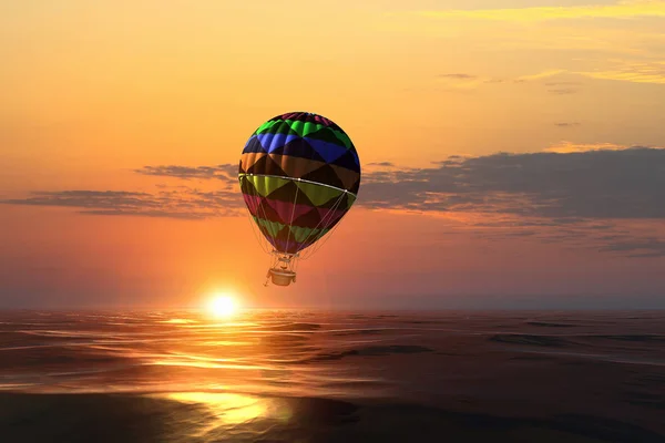 Su üzerinde hava balonu. Karışık teknik — Stok fotoğraf