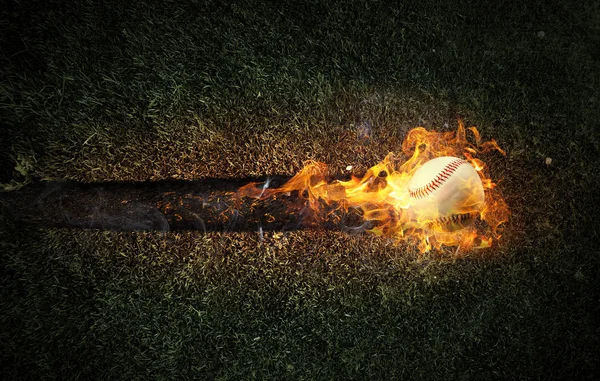 Ball burning in fire — Stock Photo, Image