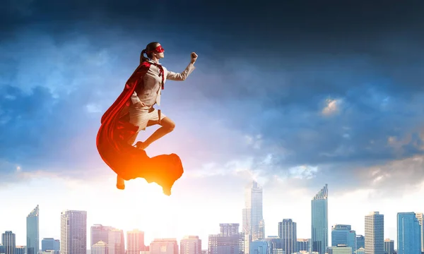 Super woman in sky — Stock Photo, Image