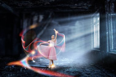 Balerin olmak için hayal. Karışık teknik