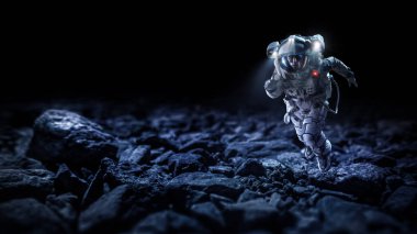 Hızlı çalışan uzay adamı. Karışık teknik