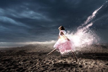 Balerin olmak için hayal. Karışık teknik