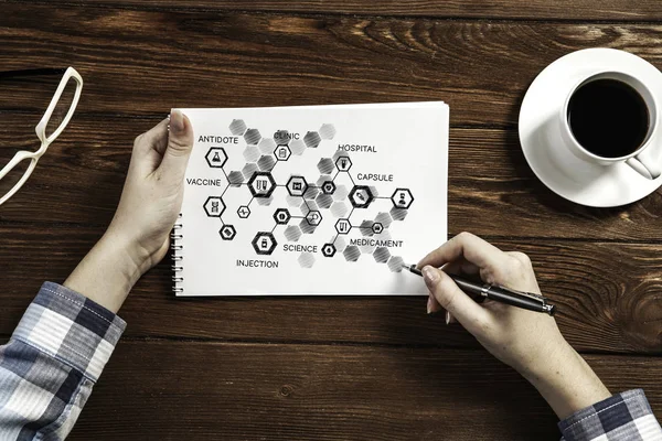 Formules de chimie dans le bloc-notes — Photo