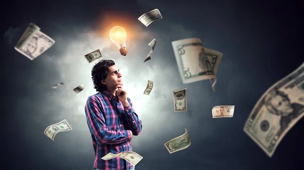 Ideas for money making. Mixed media — Stock Photo, Image