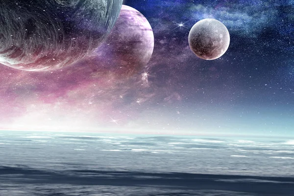 Космические планеты и туманности — стоковое фото