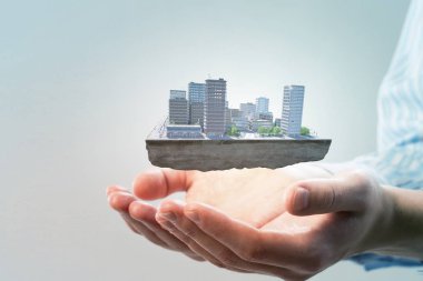Yeni inşaat proje sunulması. Karışık teknik