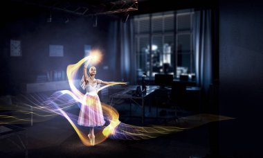 Balerin olmak için hayal. Karışık teknik