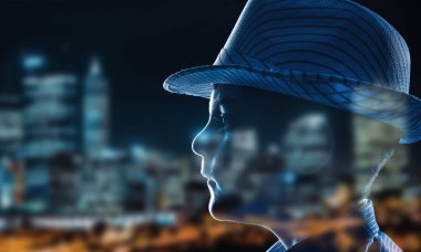 Çocuk silüeti. Karışık teknik