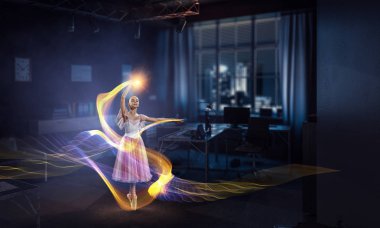 Balerin olmak için hayal. Karışık teknik