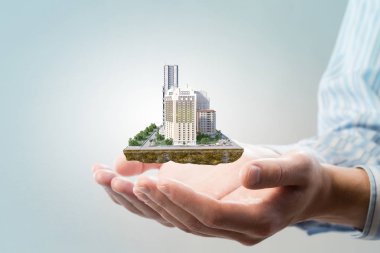 Yeni inşaat proje sunulması. Karışık teknik