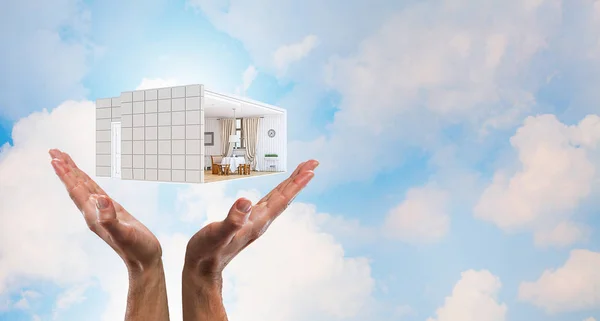 Σχεδιασμός σπίτι σας όνειρο. Μικτή τεχνική — Φωτογραφία Αρχείου