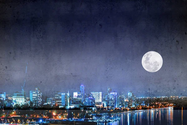 Spektakulära natt utsikt över staden — Stockfoto