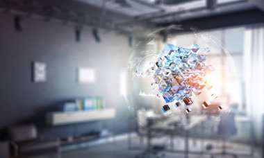 Modern ofiste küp. Karışık teknik