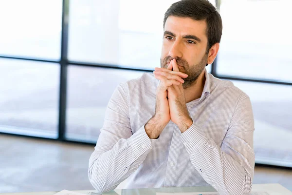 Pensive businessman at office — Stock Photo, Image