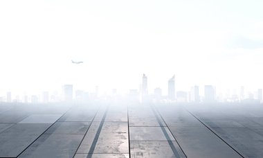 Sisli modern şehir. Karışık teknik