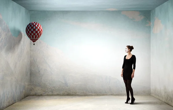 Young woman mime. Mixed media — Stock Photo, Image