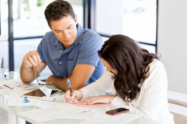 Image of two young business people in office — Stock Photo, Image