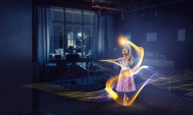 Balerin olmak için hayal. Karışık teknik