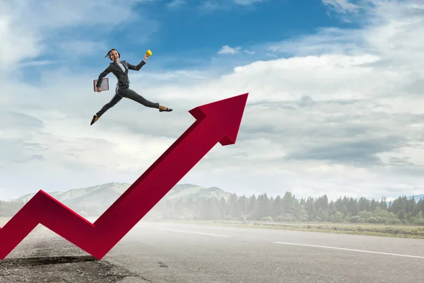 Making big success jump . Mixed media — Stock Photo, Image