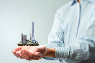 Yeni inşaat proje sunulması. Karışık teknik