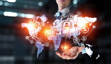 Ortaklık ve ekip çalışması kavramı. Karışık teknik