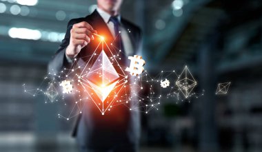 Ethereum sembol ve bağlantı çizgileri