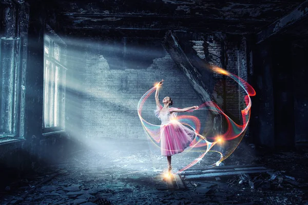 Drömmer om för att bli ballerina. Mixed media — Stockfoto