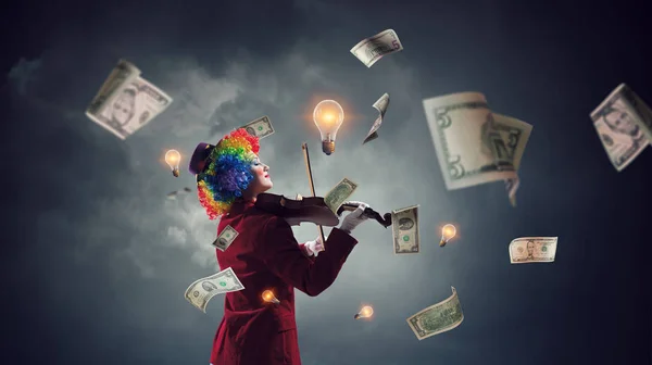 Grappige vrouw clown. Mixed media — Stockfoto