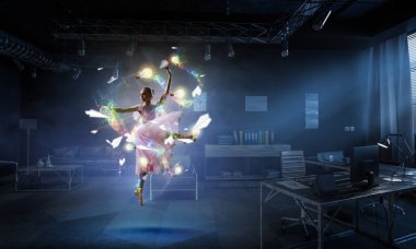 Balerin olmak için hayal. Karışık teknik