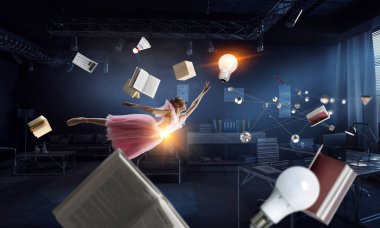 Balerin olmak için hayal. Karışık teknik