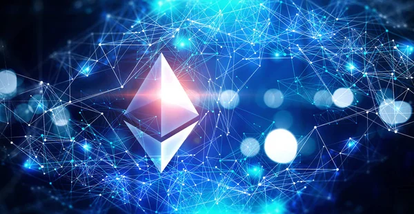 Ethereum symbol and connection lines — Stock Photo, Image