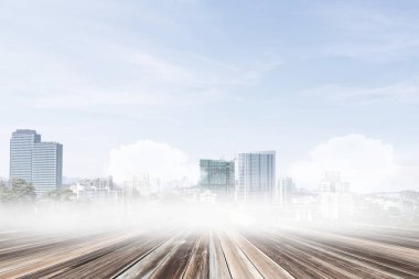 Modern şehir panoraması. Karışık teknik