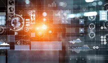 Yenilikçi teknoloji arka plan. Karışık teknik