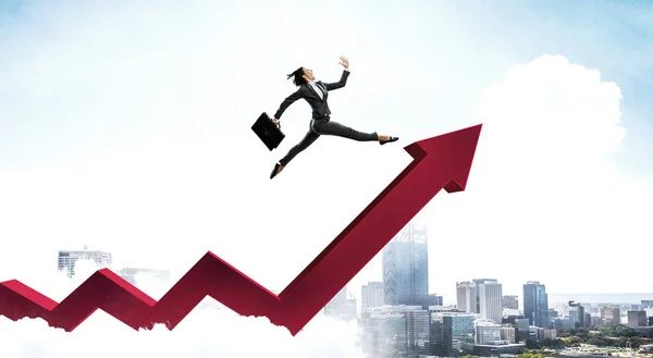 Making big success jump . Mixed media — Stock Photo, Image