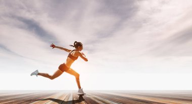 Koşmak sporcumuz yarışı. Karışık teknik