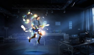 Ofis partisi konsepti. Karışık teknik