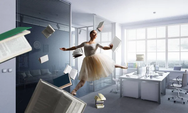 Elegant ballerina dancing. Mixed media — Stock Photo, Image