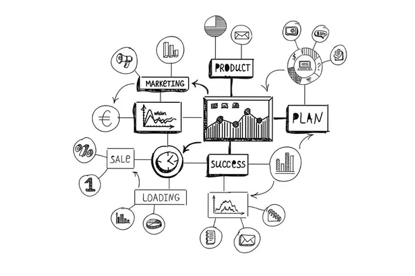 Business sketch on white — Stock Photo, Image