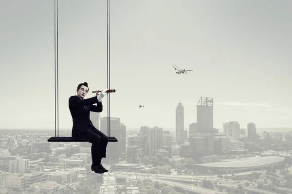 Young man mime. Mixed media — Stock Photo, Image