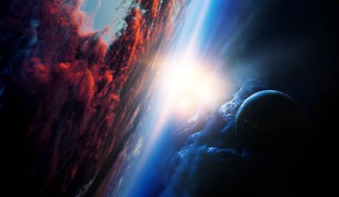 Derin uzay güzelliği. Gezegen yörüngesi.