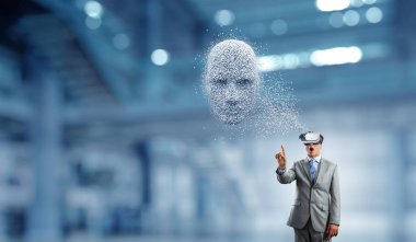 Dijital kafa, yapay zeka ve sanal gerçeklik. Karışık ortam