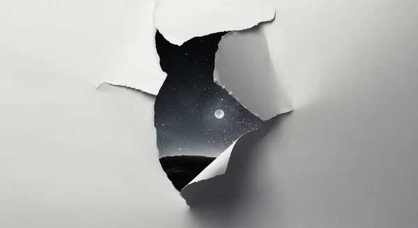 Effect of torn paper hole in the wall — Stock Photo, Image