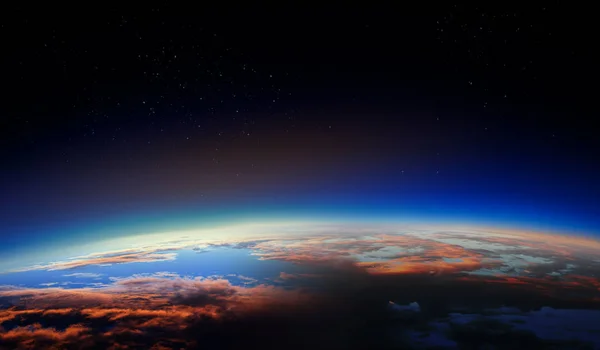 Soloppgang på planetens bane, romskjønnhet – stockfoto