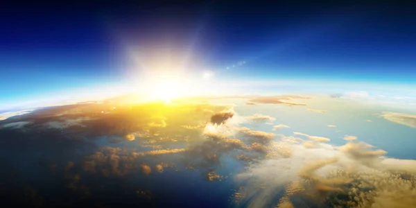 Ανατολή ηλίου σε τροχιά πλανήτη, διαστημική ομορφιά — Φωτογραφία Αρχείου