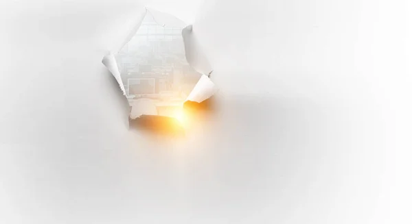 Efeito do furo de papel rasgado — Fotografia de Stock