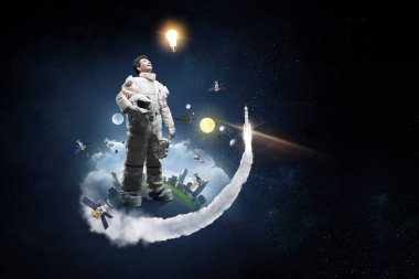 Uzaylı ve Dünya gezegeninin soyut teması