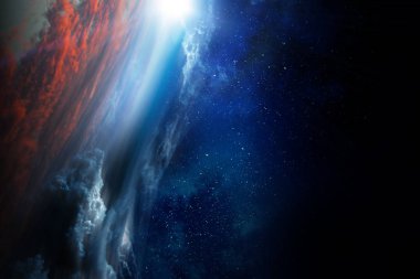 Derin uzay güzelliği. Gezegen yörüngesi.