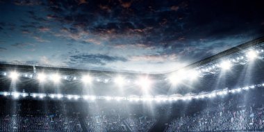 Geceleri spot ışıklarıyla tenis sahası